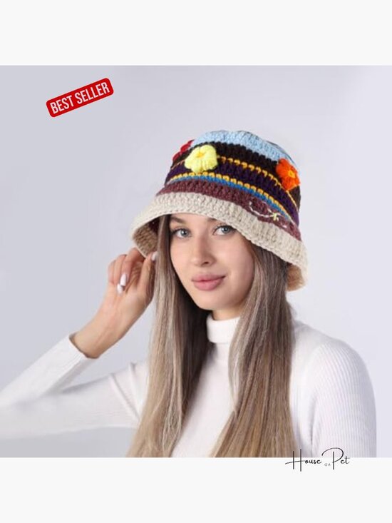 Handmade Crochet Bucket Hat Floppy Beach Hat Foldable Knitted Sun Hat main image 5
